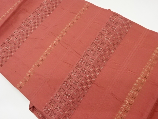 JAPANESE KIMONO / VINTAGE NAGOYA OBI / MATELASSE / WOVEN ABSTRACT FLOWERS